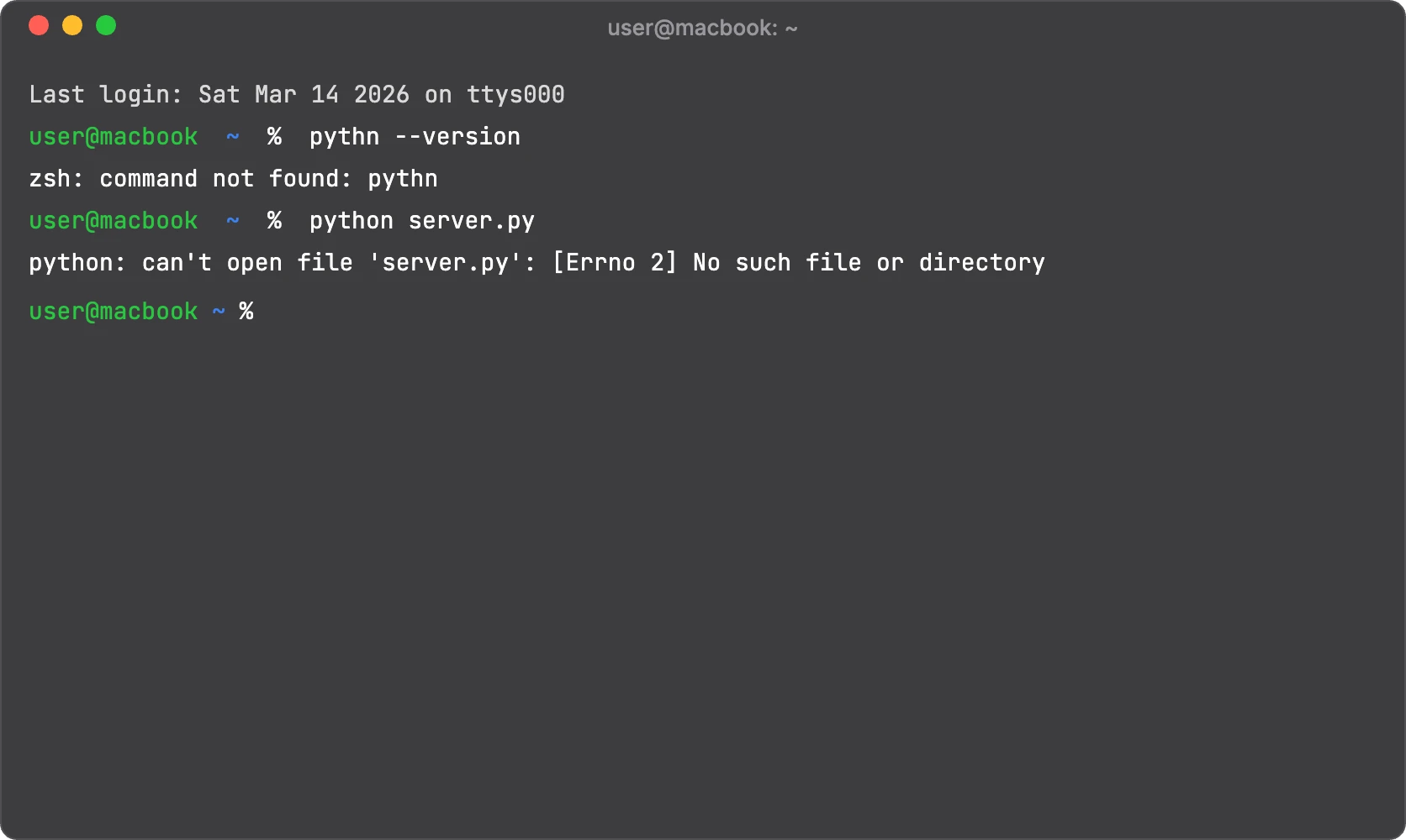 Typical Command Prompt and Terminal Errors
