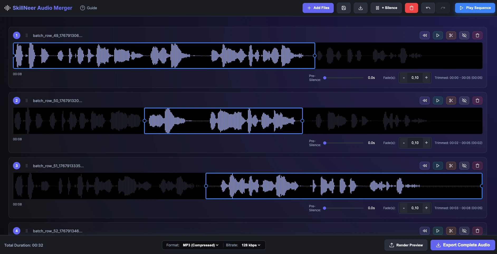 SkillNeer Audio Merger - Interface