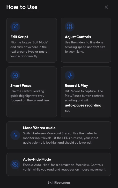 SkillNeer Teleprompter - How-To Guide