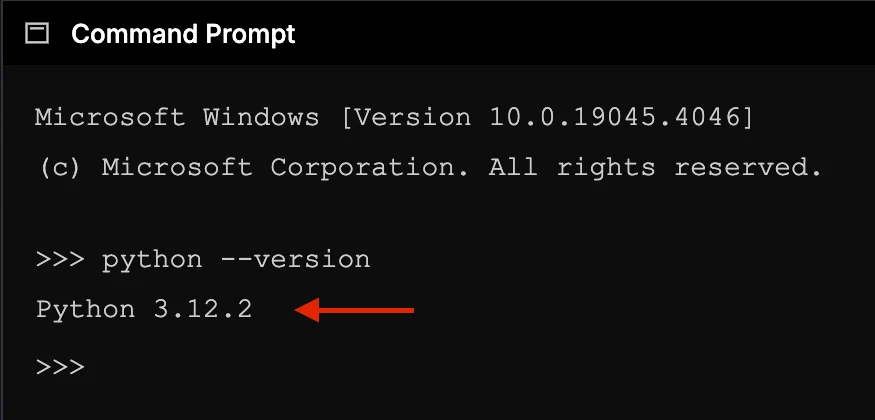 Check Python Version Windows Command Prompt
